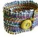 Handwoven Cuff, Bracelet, vintage button