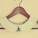 Detachable Peter Pan Style Collar Faux Lace on Aqua Blue Flowers Vintage Button
