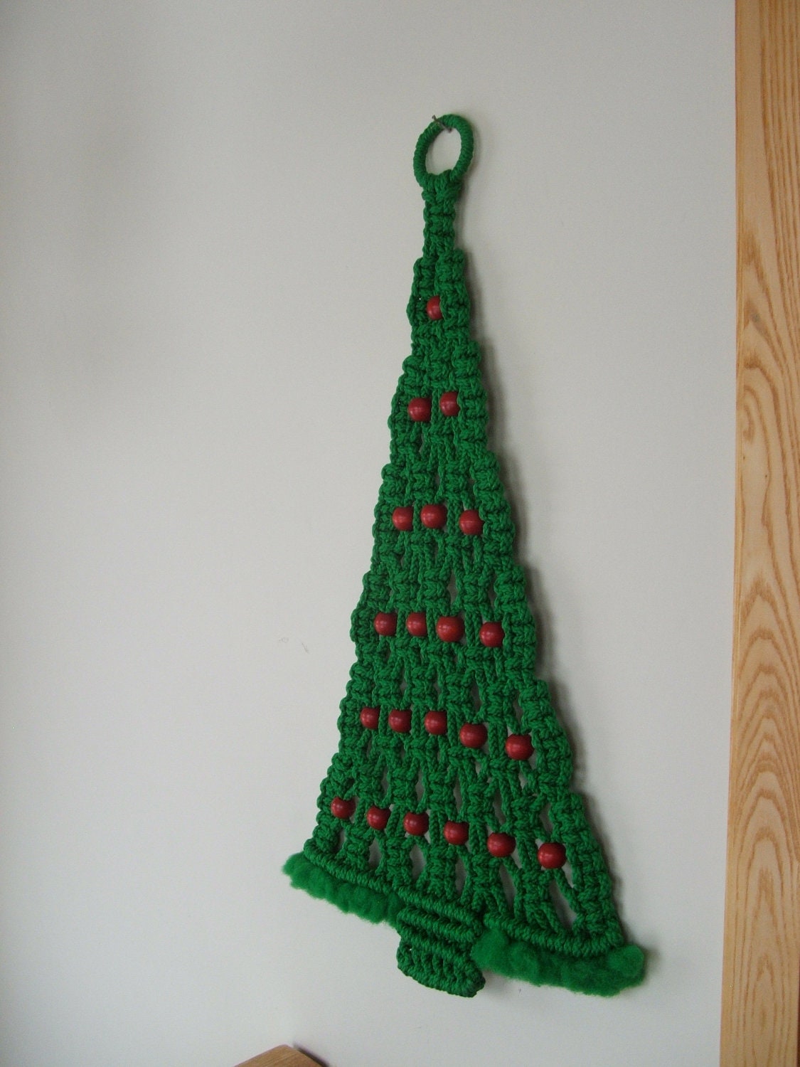 Vintage Macrame Christmas Tree Wall Hanging