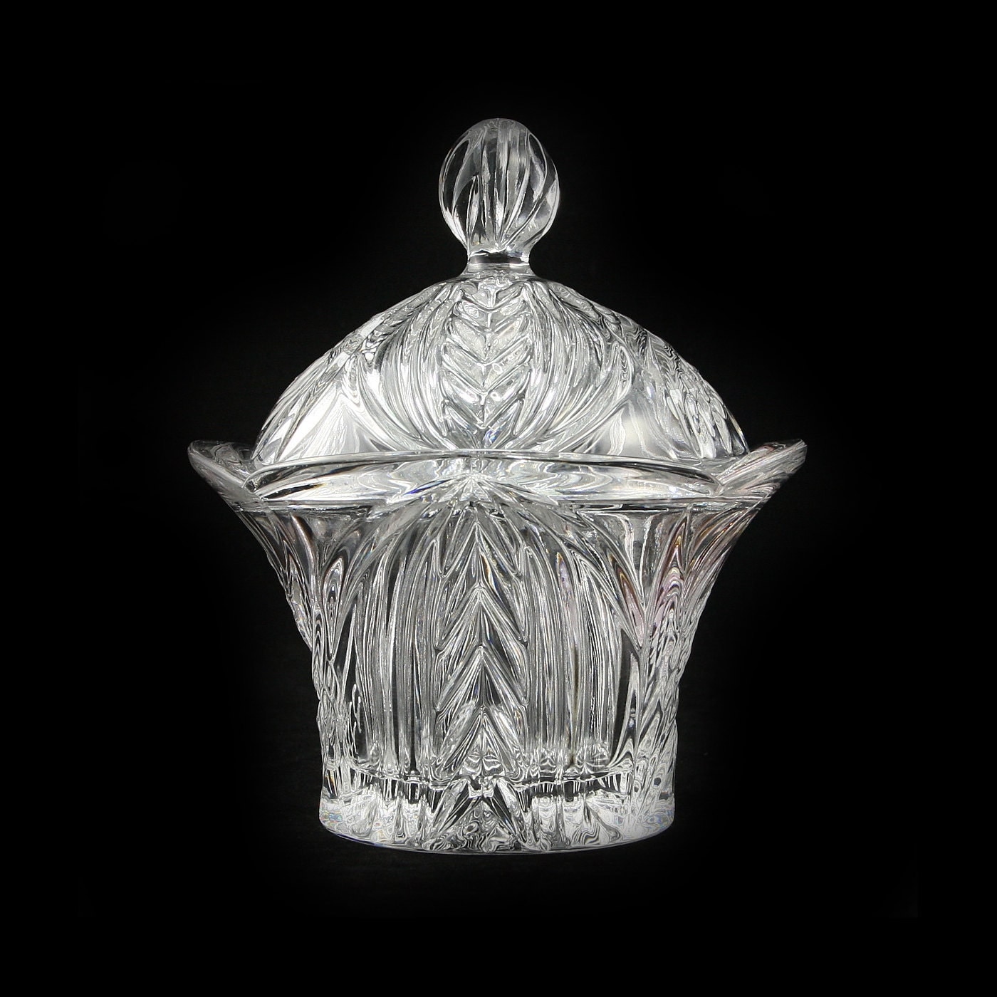 Vintage Lead Crystal Glass Covered Candy Dish by charmings on Etsy