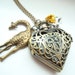 Valentines Giraffe and Elephant Antique Gold Heart Pocket Watch Necklace