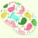 Nursing Pad Set in Bamboo and Organic Cotton with Waterproof PUL in Pastel Chickadees woven cotton print