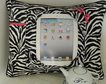 Zebra iPad Tablet Pillow Stand in Black and White