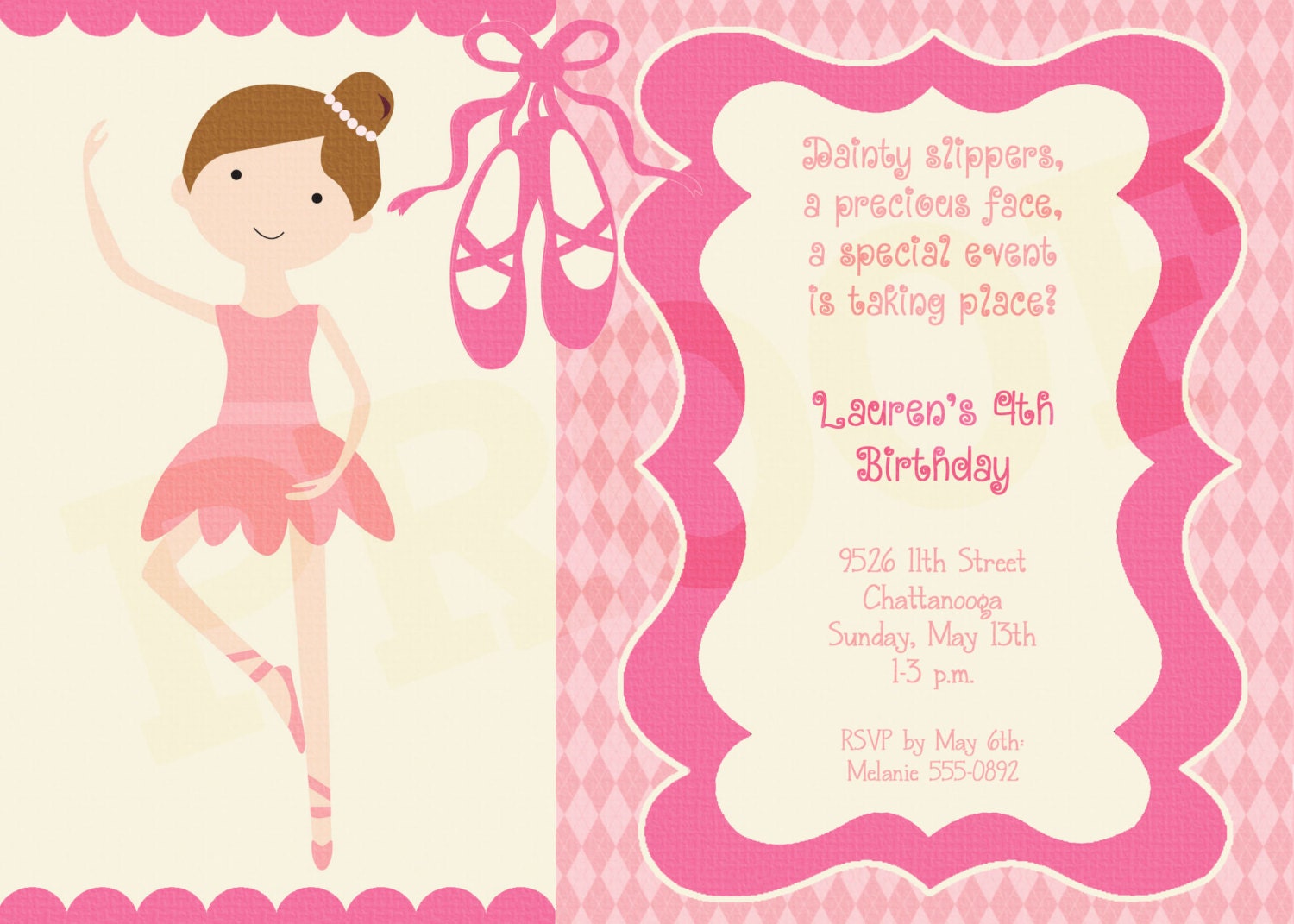 Printable Ballerina Birthday Invitations 4