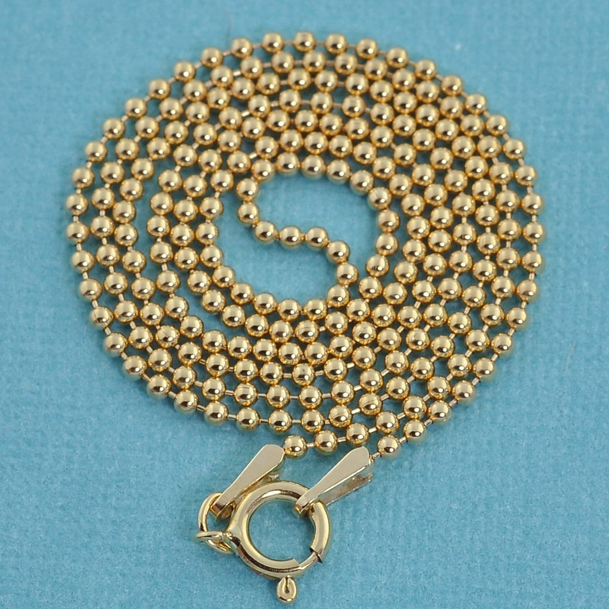 1.5MM 14k Gold Filled Ball Chain Necklace With Springring