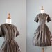 Vintage 50s Dress / 1950s Striped Day Dress / Patch Pockets Shirt Dress