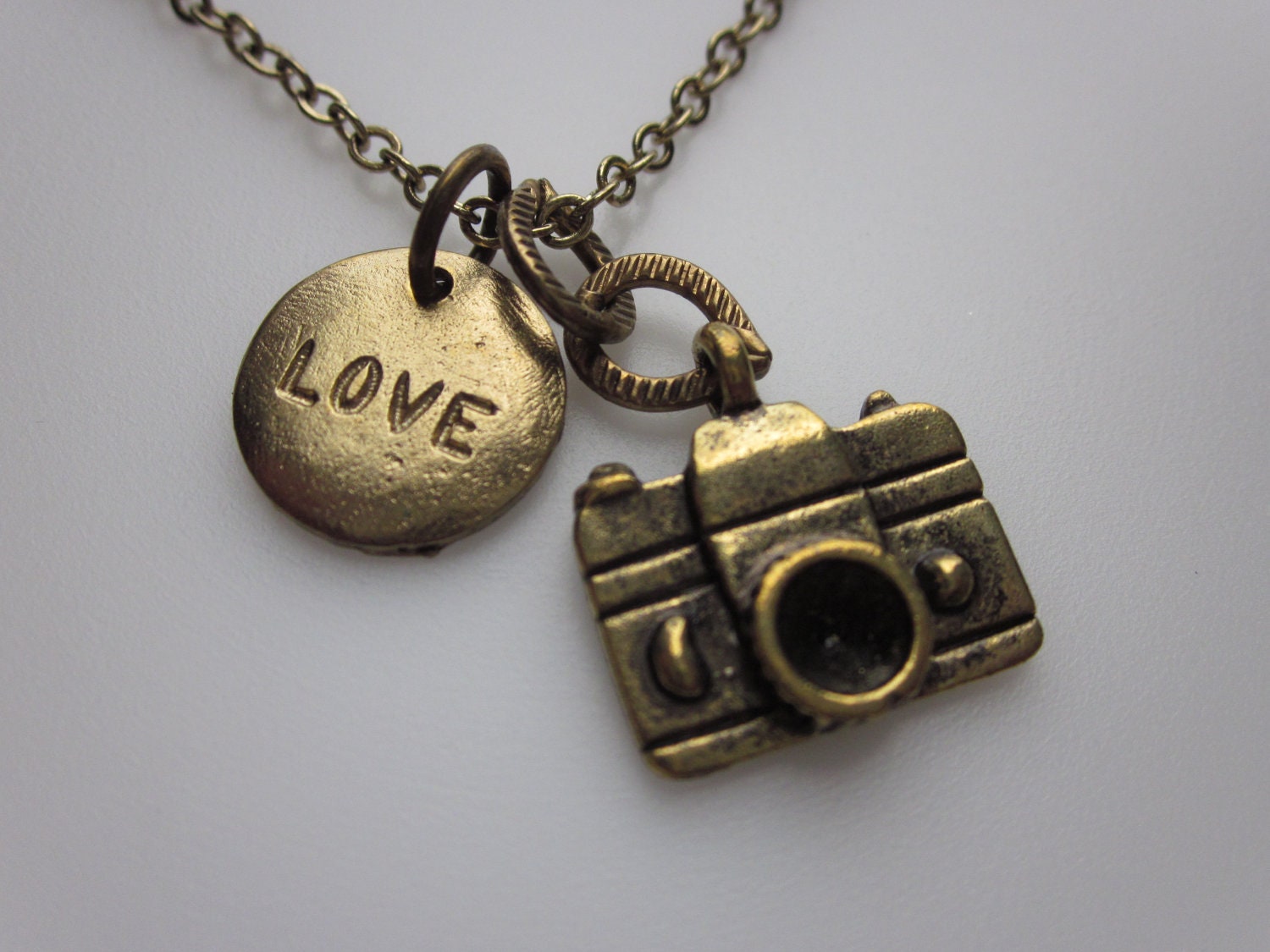 Camera Necklace Photographer Charm Antique Gold Camera