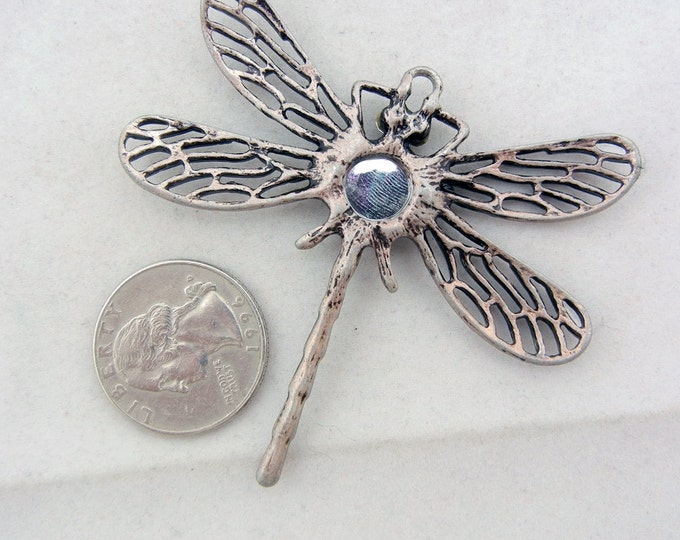 Antique Silver-tone Dragonfly Pendant