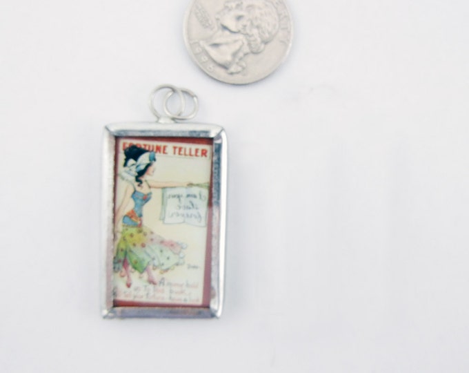 One Rectangular Framed Two-sided Fortune Teller Pendant