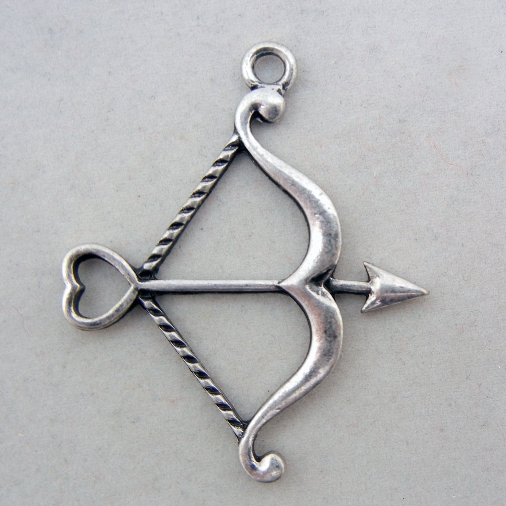 Antique Silvertone Bow and Arrow Charm by artpassionsdesign