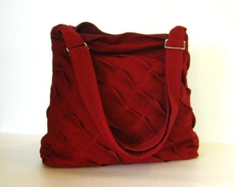 Sale - Deep Red Hemp/Cotton Messenger Bag, unique, diaper, tote, everyday bag, stylish, purse, - Rebecca