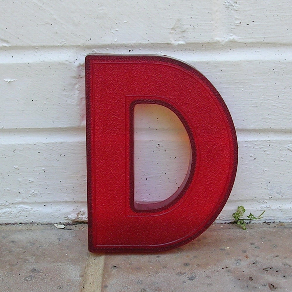 Vintage Letter D Vintage Marquee Letter D Hard Red by timepassages