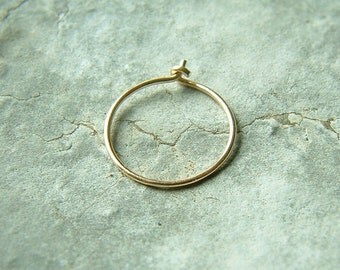 Small Gold Hoop Earring Single 14k Solid gold Hoops minimalist jewelry gift for him, gift for her, women unisex gift