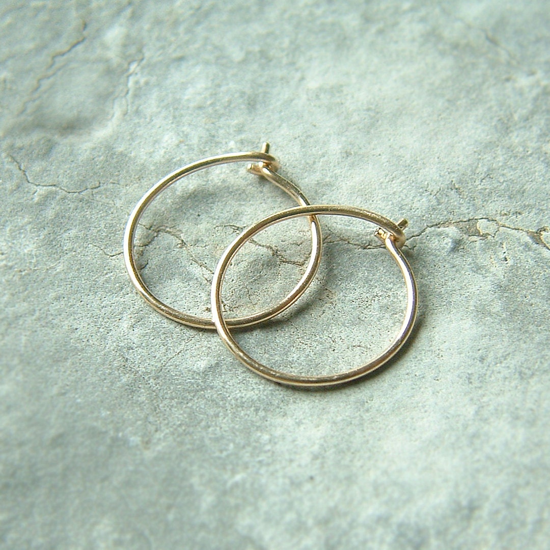 Small gold hoop earrings handmade 14k Gold Hoops unisex men