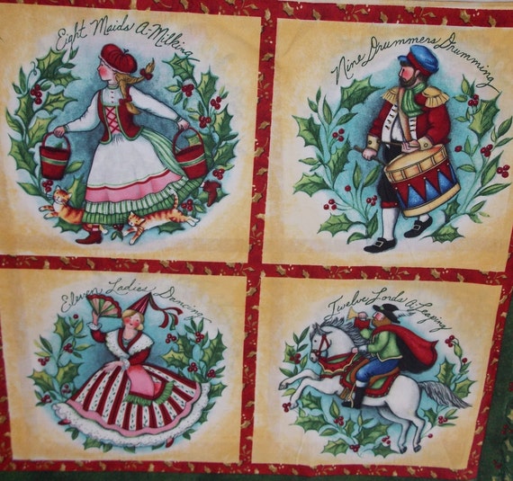 Twelve Days Of Christmas Fabric Panel