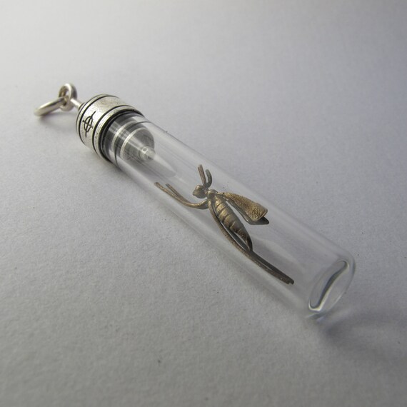 glass vial pendant Vial glass sterling silver and