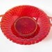 Vintage Red Cranberry Dish - Honeycomb Candy Bowl with Handles