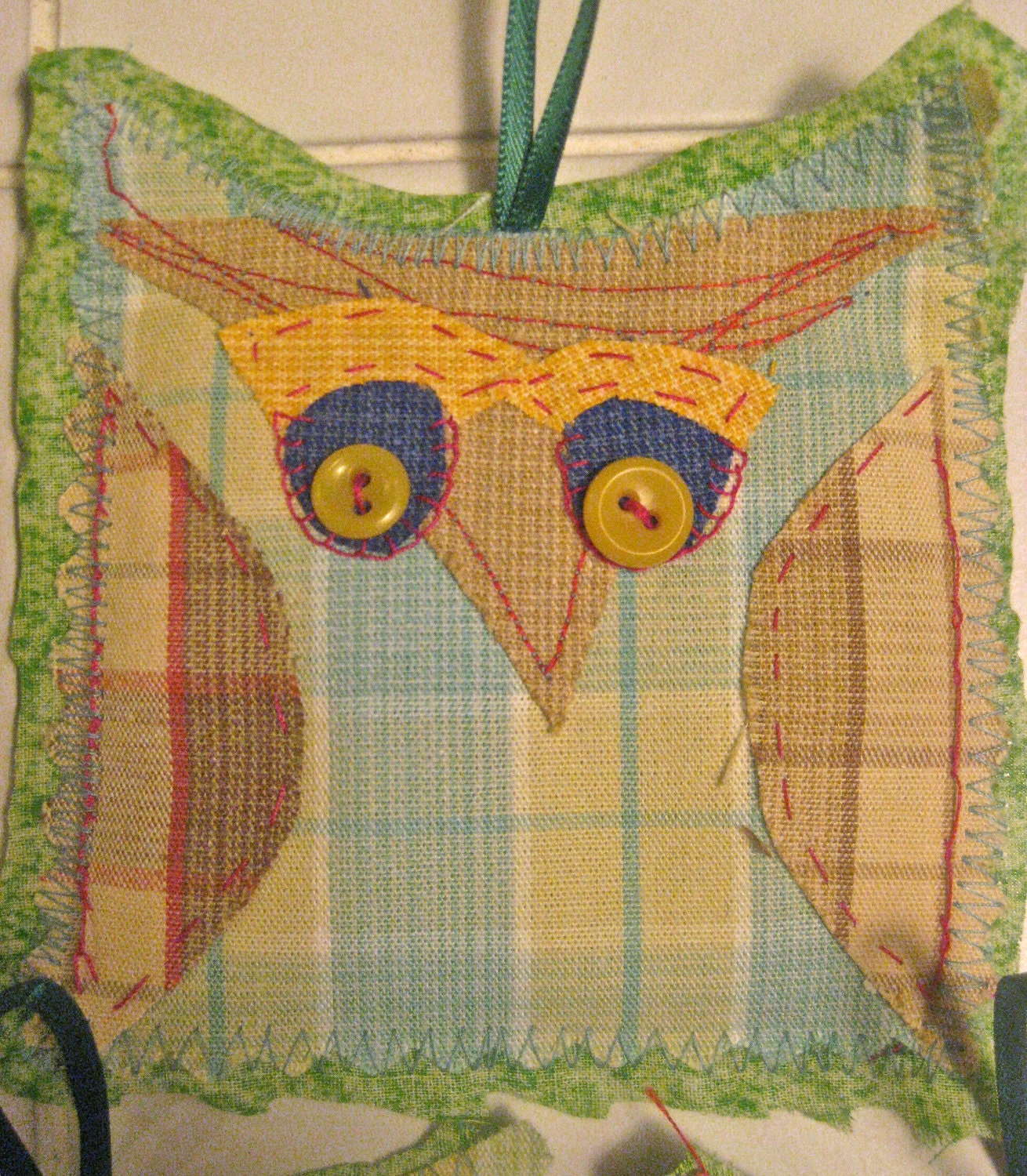 blue Owl Fabric Spring ornament handmade