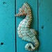 Copper Seahorse by Mark - with orange and turquoise blue-green patina - OOAK