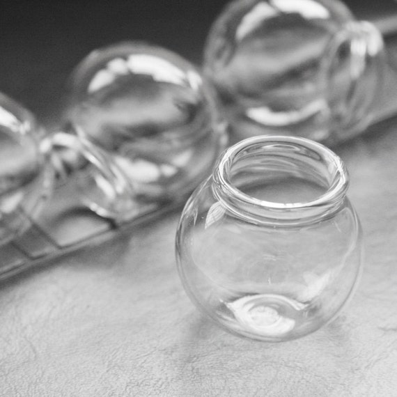 4pcs Hand Blown Hollow Glass Beads Clear Glass Cover 30mm
