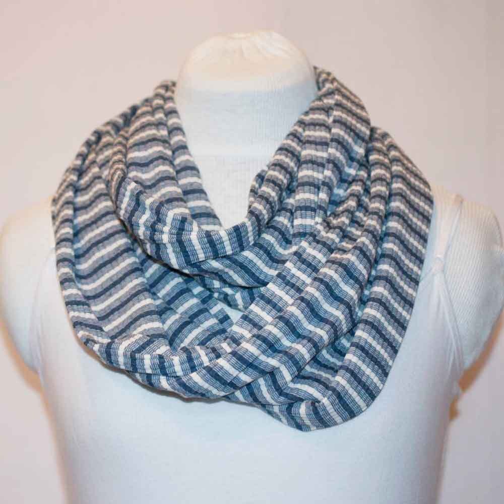 SALE blue stripe jersey infinity scarf nautical blue by stacylynnc