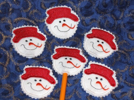 Christmas Snowman pencil toppers set of 6 Quantity discount Perfect school party treat or stocking stuffer Il_570xn