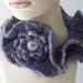 Ruffled Neck Warmer, Wool Knit Cowl Scarf, Buttoned Flower, Multi Color Collar