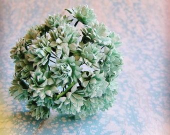 Aqua Dahlias Vintage style Millinery Flower Bouquet - for decorating, gift wrapping, weddings, party supply, holiday