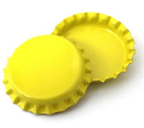 50 Bright Yellow Bottle Caps New Unused Craft by bottlecapco