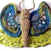 Crochet Brooch Fiber Brooch Irish Crochet Butterfly Pin Olive Chartreuse Green Dark Teal