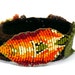 Irish Crochet Bracelet Fiber Bracelet Beaded Leaf Brown Olive Orange Yellow