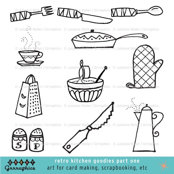 Kitchen Clip Art Black and White