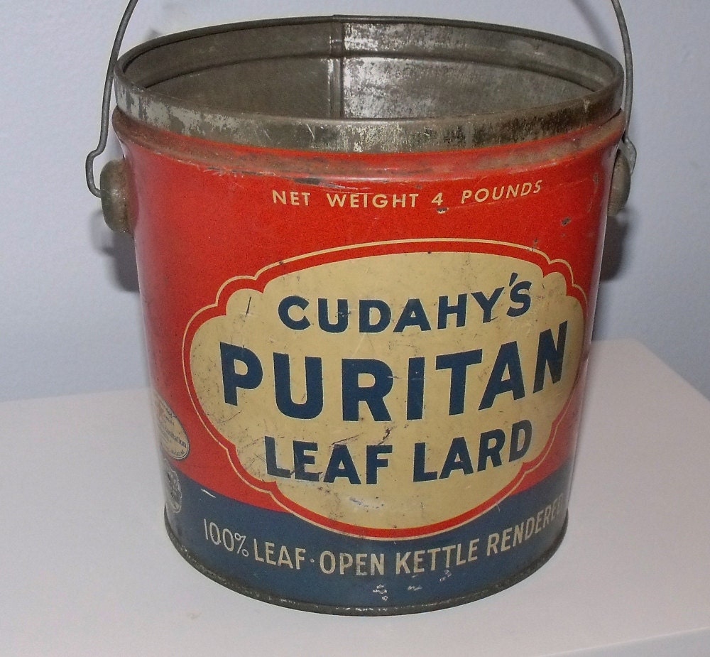 Cudahy's Puritan Leaf Lard bucket 4 lb size 1940s