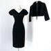 on HOLD vintage 1950's dress ...fabulous MISS JANE black wool wiggle pin-up dress and bolero jacket