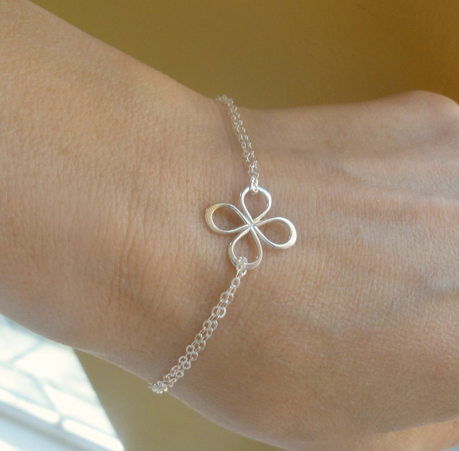 FOUR LEAF CLOVER bracelet silver clover by OtisBJewelryGifts