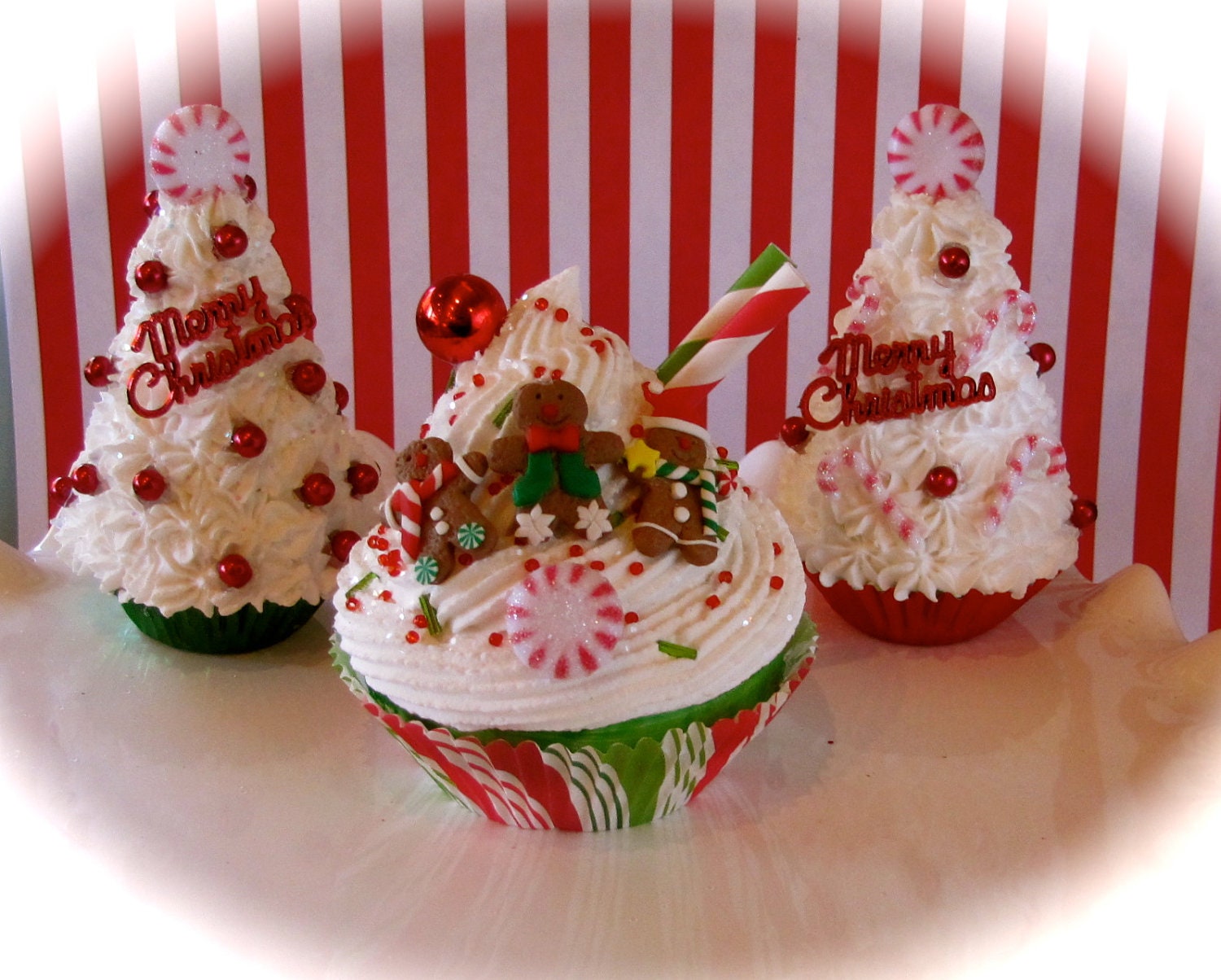 Fake Cupcake Kitschy Christmas Cupcake Ornament