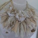 RESERVED FOR PENNY Recycled Sari Silk Rosette Statement Necklace Neckpiece beige cream white lace