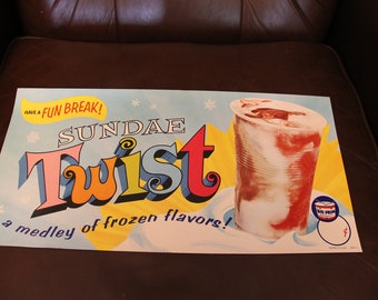 VINTAGE NOS Sundae Twist Ice Cream Paper Advertising