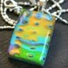 Tropical Turquoise Lime and Gold Polymer Clay Pendant, Resin Pendant on Silver Chain, Contemporary Jewelry