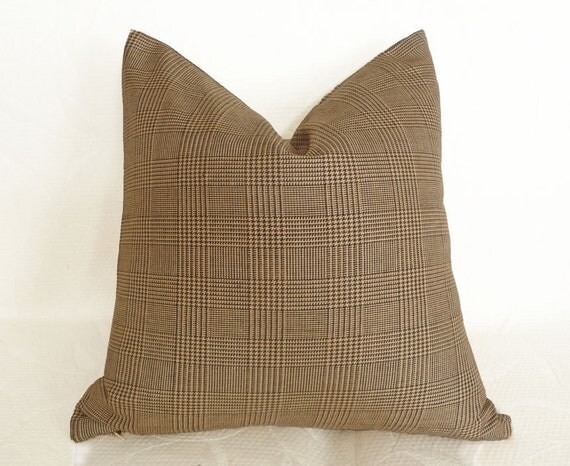 Brown Plaid Pillows Glen Plaid Throw Pillows 14x20 Lumbar