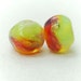 Organic lampwork boro beads set (2), earrings pair, donuts, lime, orange, amber, purple SRA