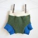 large soaker - two full layers - green and bright blue - organic interlock waistband - wool cloth diaper cover