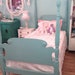 twin bed frame shabby antique chic aqua turquoise blue distressed 4 post beach cottage coastal vintage poster