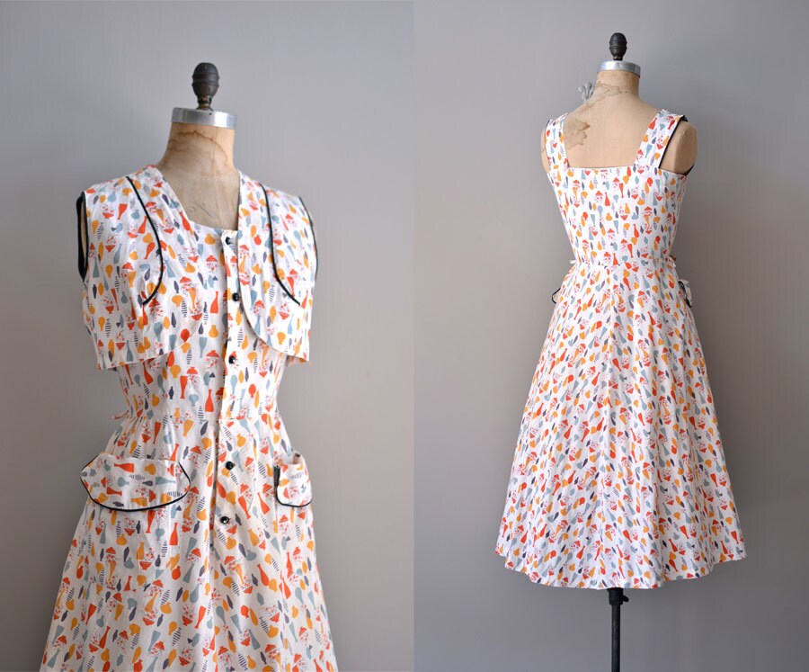 novelty 1950s dress / 50s dress / cotton day dress / Blenko