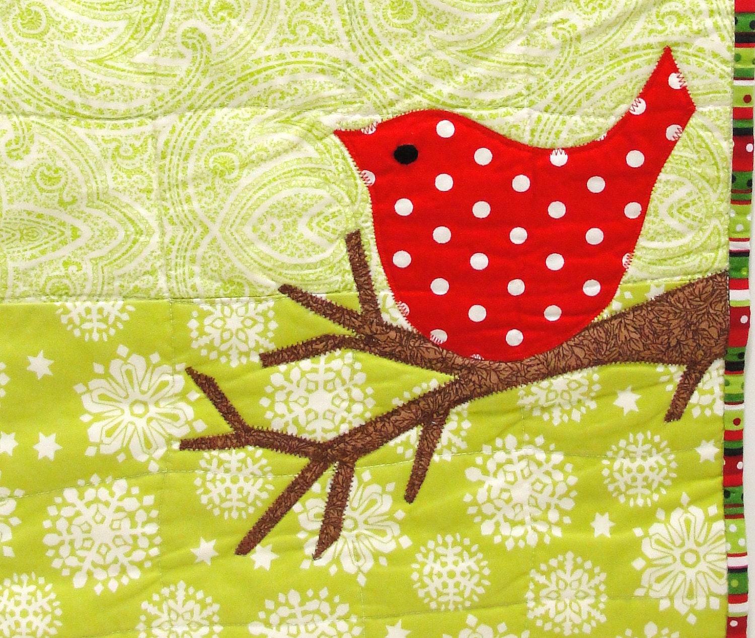 red bird wall quilt for Christmas winter Merry