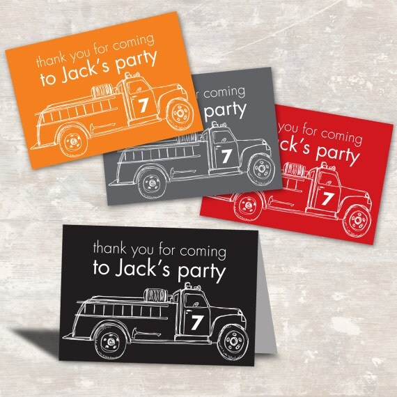 PRINT & SHIP Fire Truck Birthday Party Favor Bag Toppers (set of 12) | Paper and Cake Il_570xn