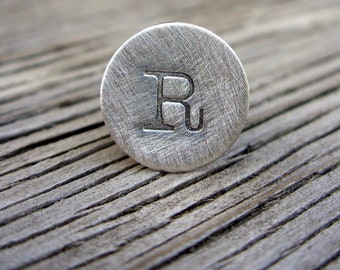 Hand stamped tie tack in sterling silver- lapel pin Mens personalized- anniversary monogram initials custom Fathers Day gift wedding party