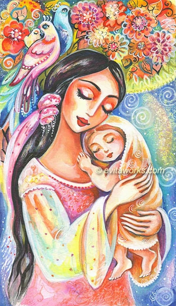 Items similar to Mother  and Child  Painting Mother  and 