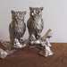 Reserved for fairiedream Vintage Silver Owls Salt and Pepper Shakers on a tree branch