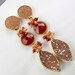 Druzy Earrings Cinnamon Druzy Post Clip On Earrings Long Carnelian Orange Dangle Earrings Luxury Statement Fall Fashion - Lucy